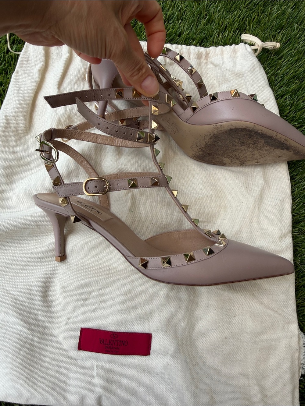Valentino Garavani Rockstud Caged Pump 65Mm Ankle Wrap - Nude Pink size 38 - Picture 6 of 10